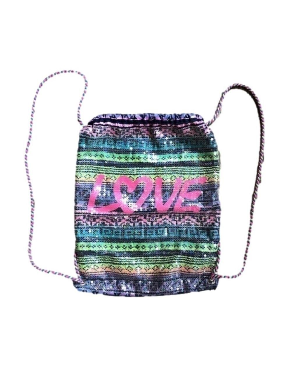 Love multi color sequined backpack knapsack bag